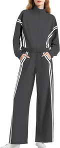 Casly Lamiit Women's 2 Piece Lounge Zip Up Sweat Set - Lightweight Top
