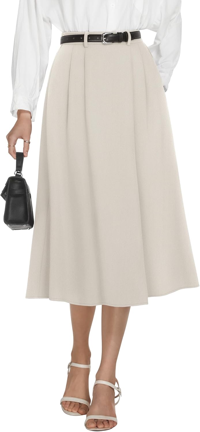 Casly Lamiit Women's High Waisted Midi Skirt for Work & Play