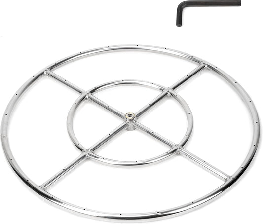 24 Inch Round Fire Pit Burner Ring for Natural Gas & Propane