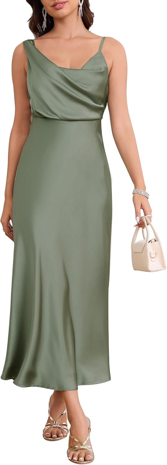 Elegant Women's Summer Satin Dress for Wedding Guests and Parties