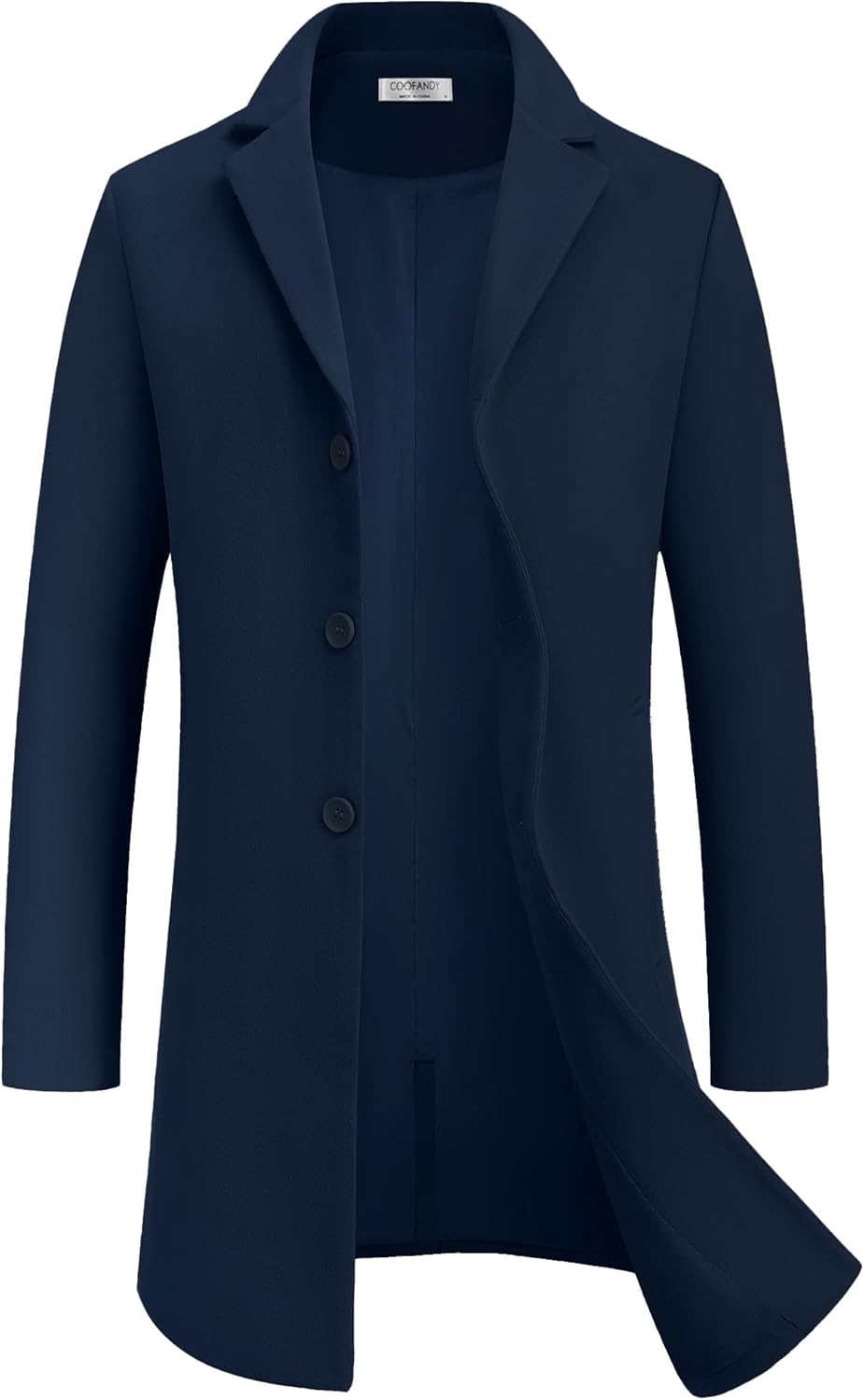 Stylish Mens Wool Blend Coat for Winter - Classic Peacoat