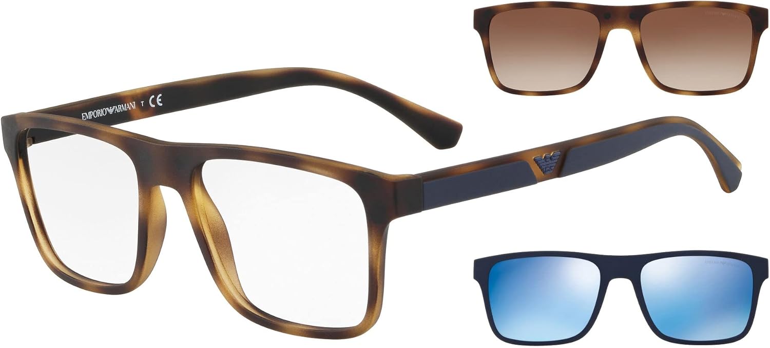 Emporio Armani Men's EA4115 Prescription Eyewear with Clip-ons