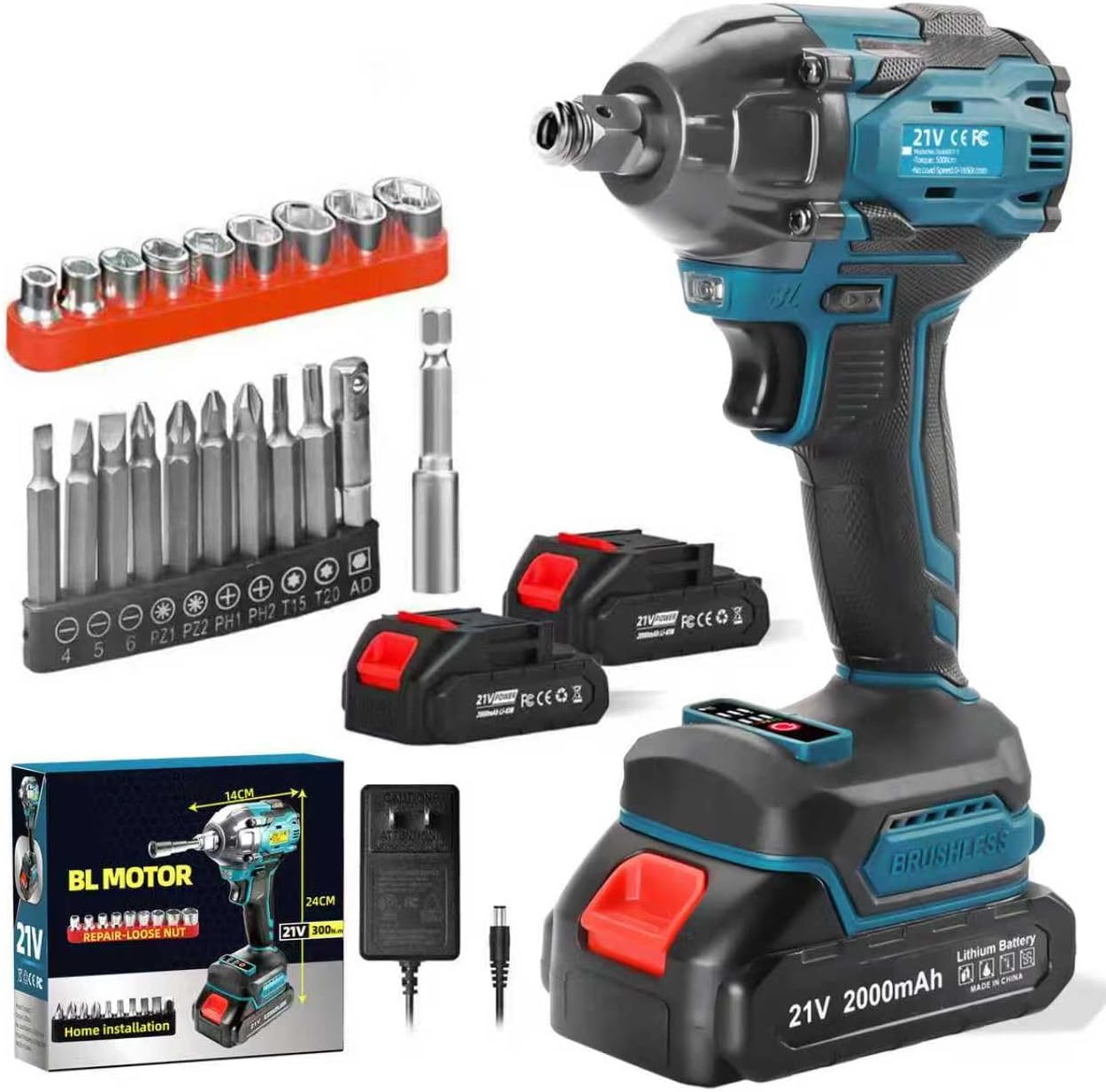 Cordless Impact Wrench with 21V Torque Power and Accessories
