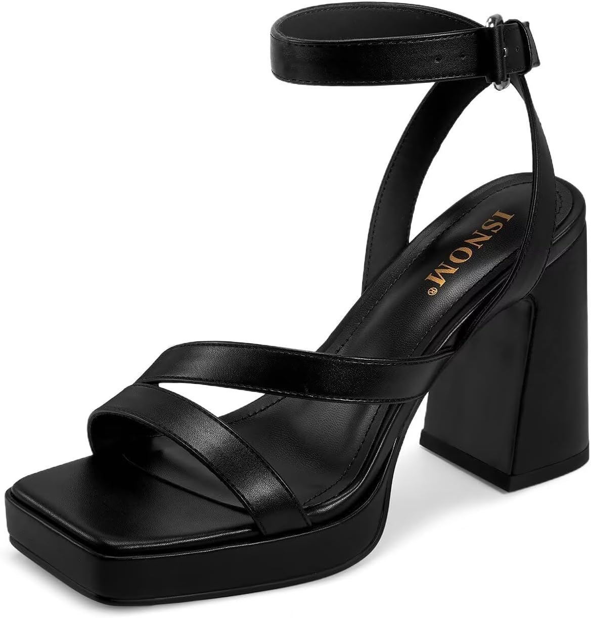 ISNOM Platform Chunky Heels for Women - Stylish Comfort Sandals