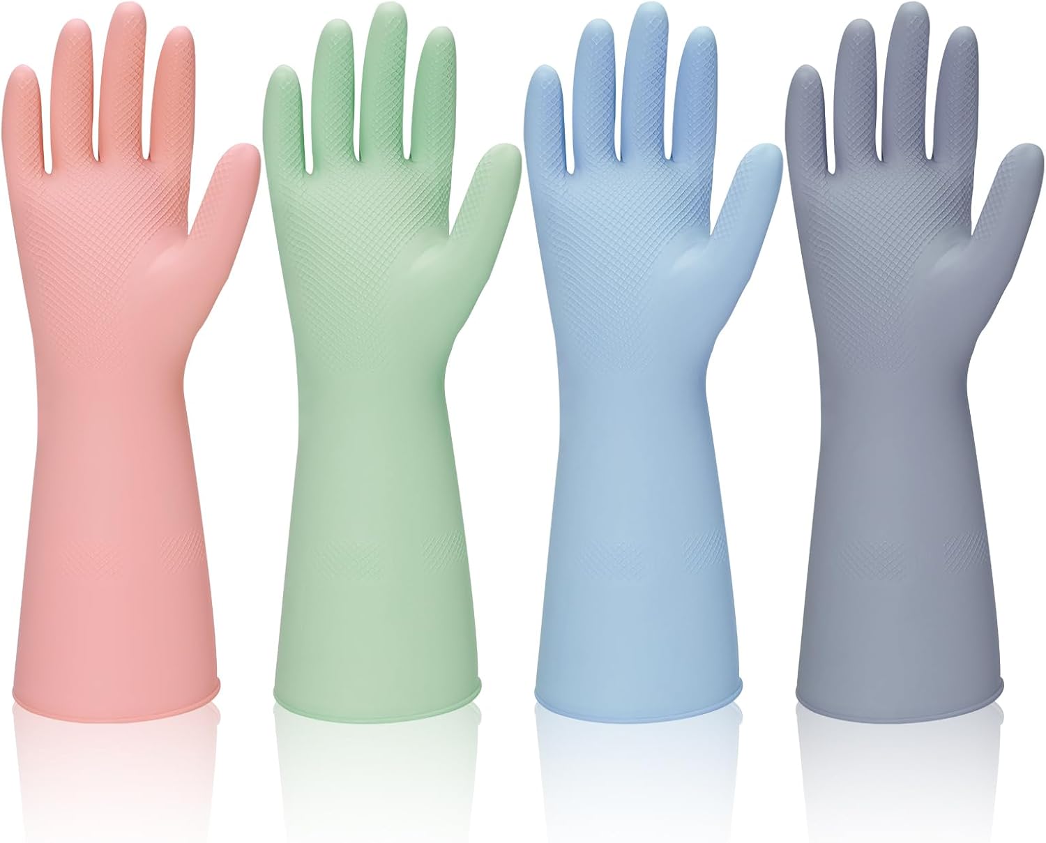 4 Pairs Rubber Kitchen Gloves - Effortless Cleaning
