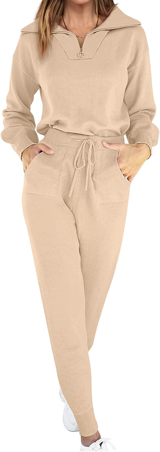 Stylish ANRABESS Women's Two Piece Sweater Lounge Set for Travel