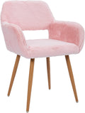 KCC Furry Desk Chair Mid-Century Accent Faux Fur Chair - Soft Pink