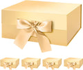 Gold Gift Boxes with Ribbon 9x6.5x3.8 in Pack of 5 - Magnetic Folding