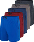 Men's 5 in Dry-Fit Running Shorts 5-Pack - Pockets & Drawstring