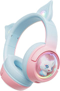 Cute Cat Bluetooth Headphones for Girls - Wireless & Wired, RGB Lights