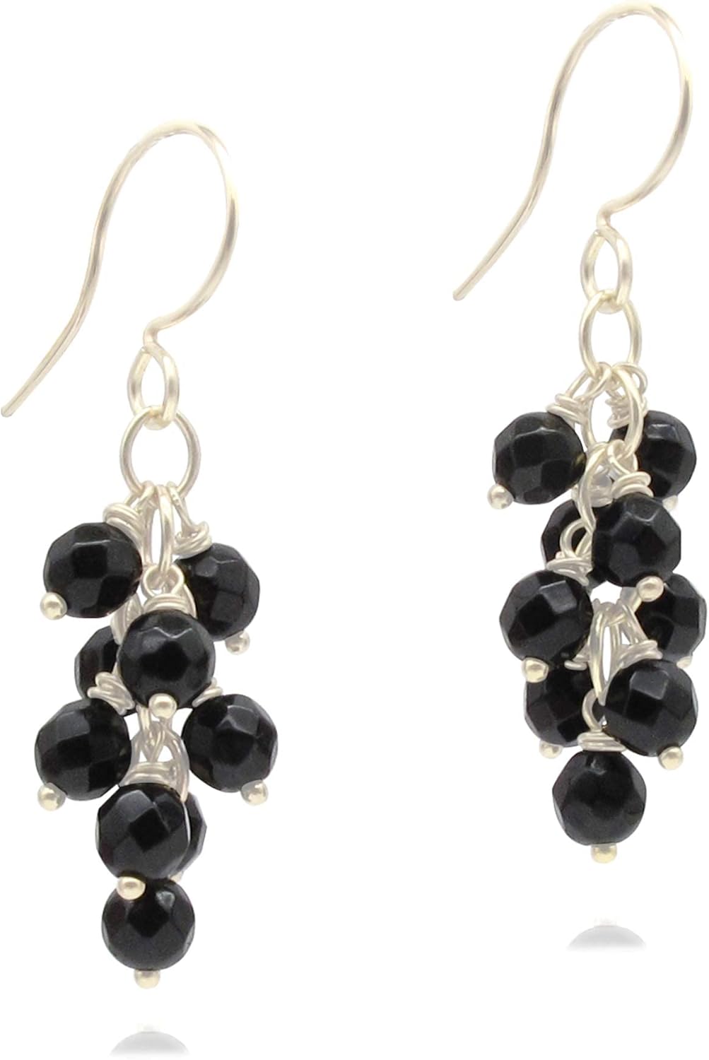 Genuine Gemstone Earrings Cluster Cascade Drop in Gold or Silver