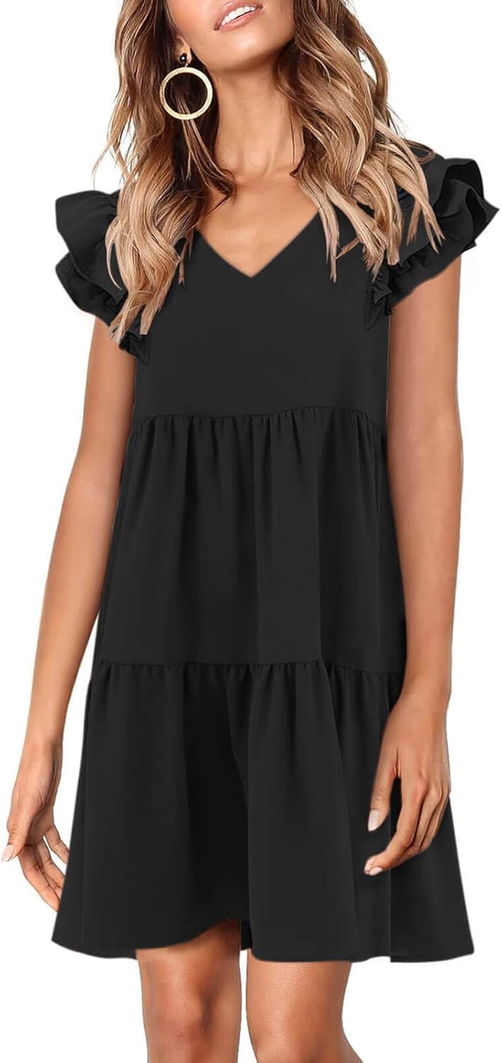 Zwurew Summer Babydoll Dresses for Women 2025 Cute Ruffle