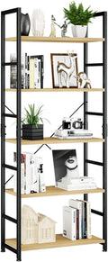 5 Tier Bookshelf Tall Bookcase Shelf Storage Organizer - Modern