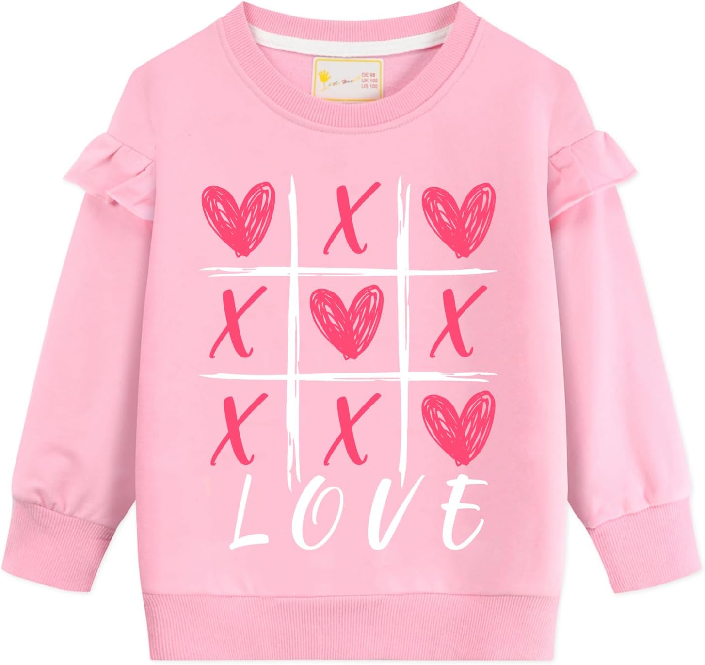 Valentines Love Heart Dinosaur Sweatshirt | Little Hand Toddler Girls 2-7 Years