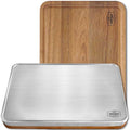 Stainless Steel Cutting Boards For Kitchen With Lip - Dual Wood
