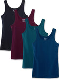 Kalon Women's 4-Pack Scoop Neck Tank Top Base Layer - Long Length Fit