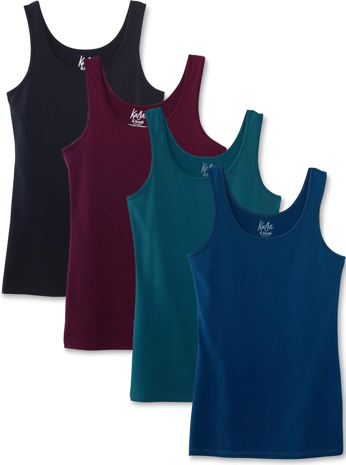 Kalon Women's 4-Pack Scoop Neck Tank Tops for Layering