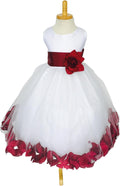 Rose Petal White Tulle Satin Flower Girl Gown - Full (Style B3HK)