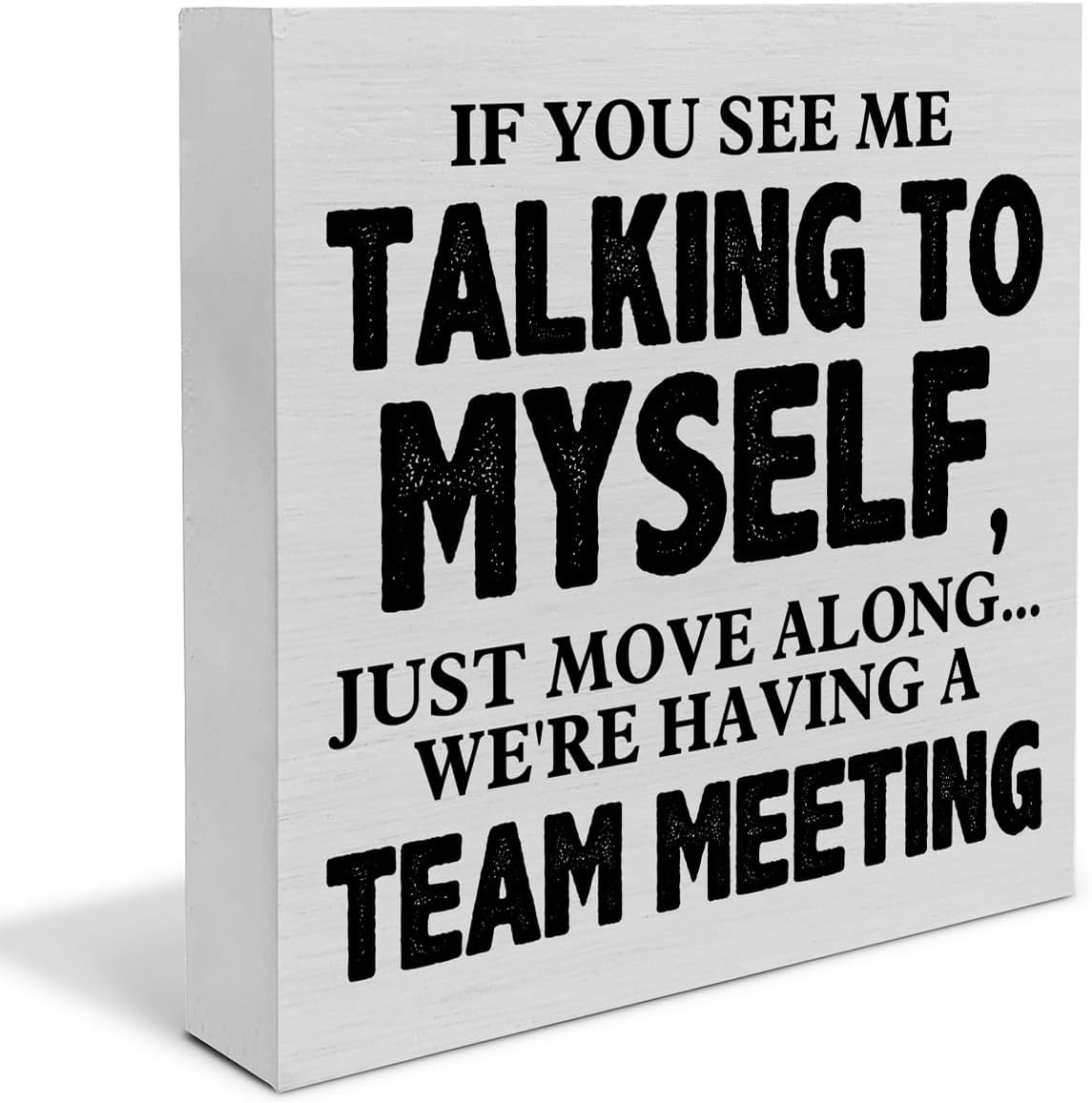 Rustic Office Team Meeting Desk Decor, 5x5 Wood Block Sign by EUDOSI