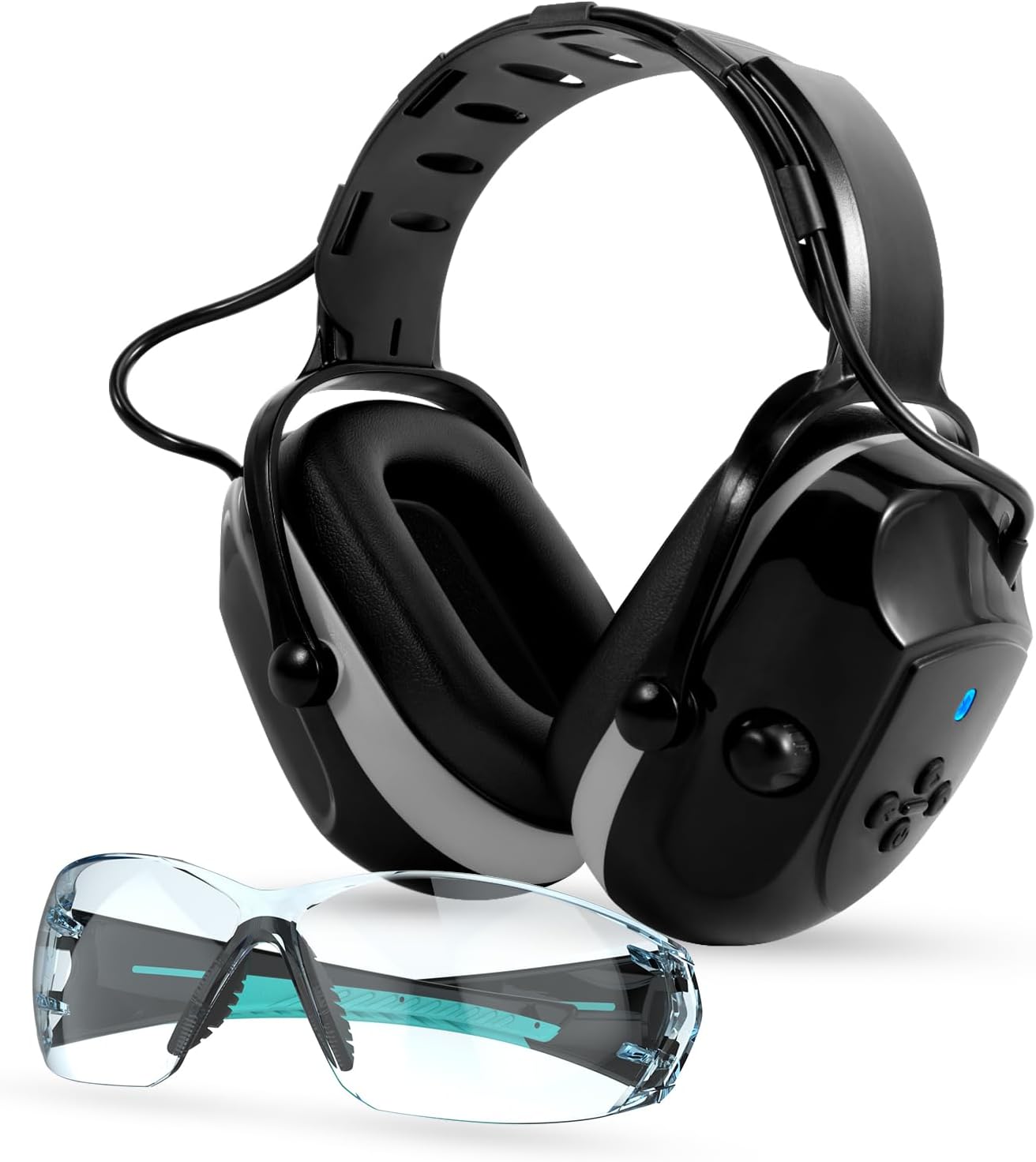 MuffPro: Noise Cancelling Earmuffs + Safety Glasses Combo, NRR 25dB for Maximum Protection