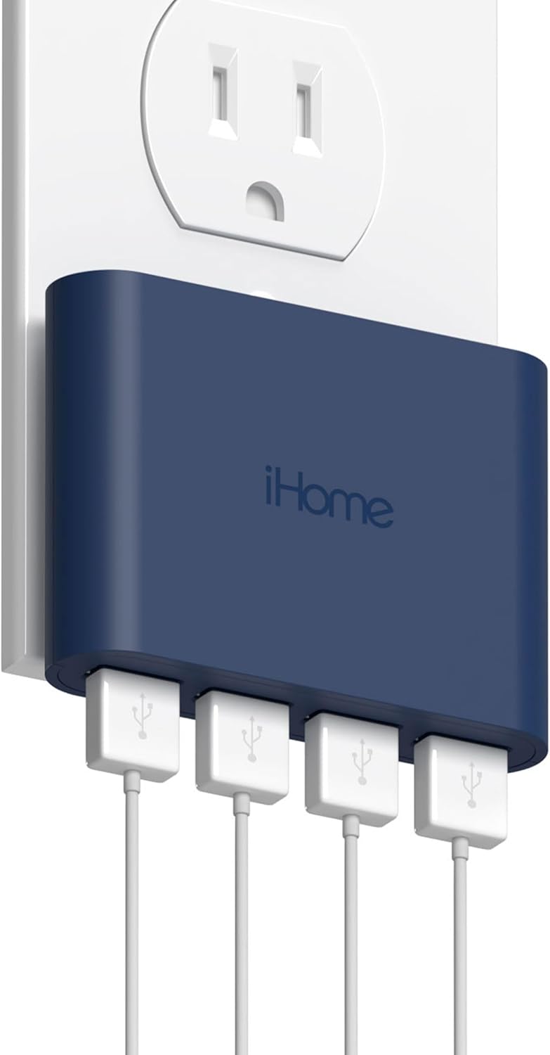 iHome Slim 4-Port USB Wall Charger - Fast Charging Power!