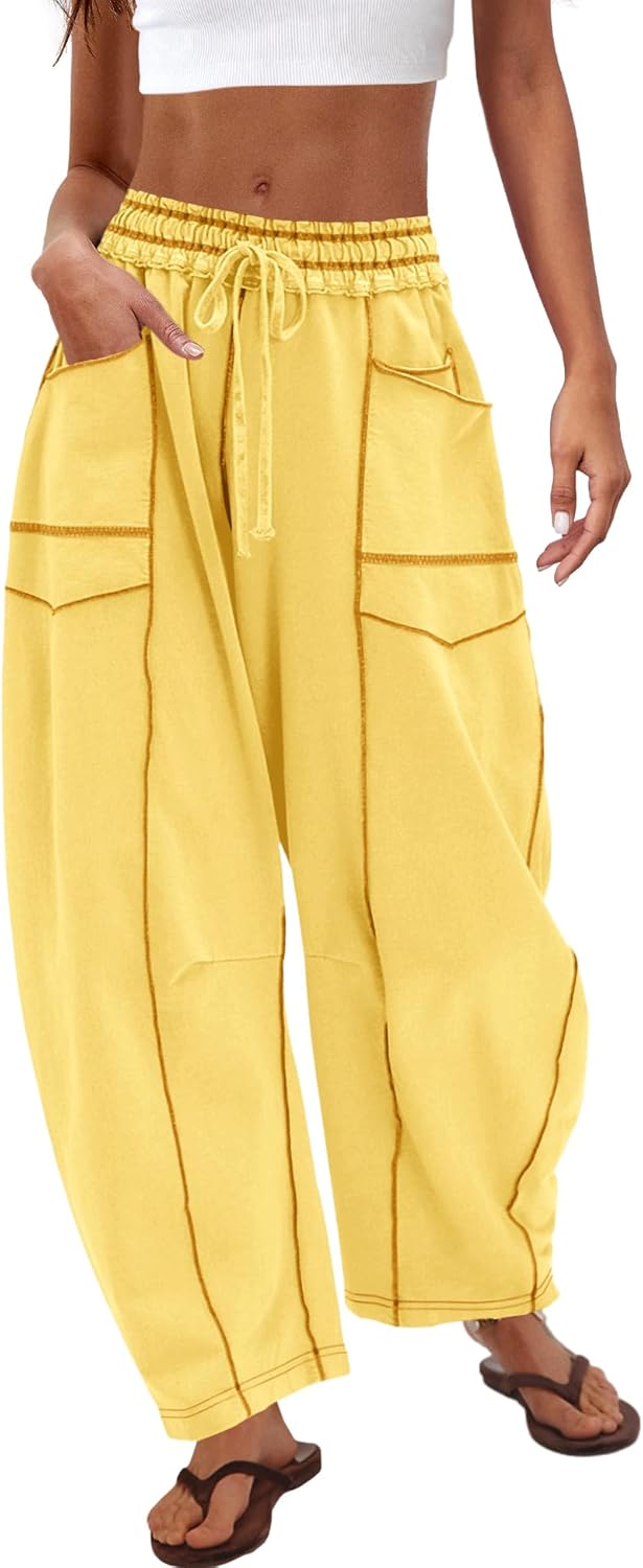 Nirovien Womens Barrel Sweatpants High Waisted Wide Leg Pants