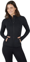 Womens Ultra Soft Full Zip Yoga Jacket with Pockets - Slim Fit