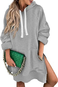 Women's Oversized Hooded Pullover Dress - Soft Stretchy Fleece