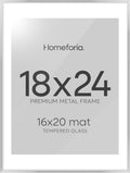 Homeforia 18x24 Silver Poster Frame with Mat for Photos