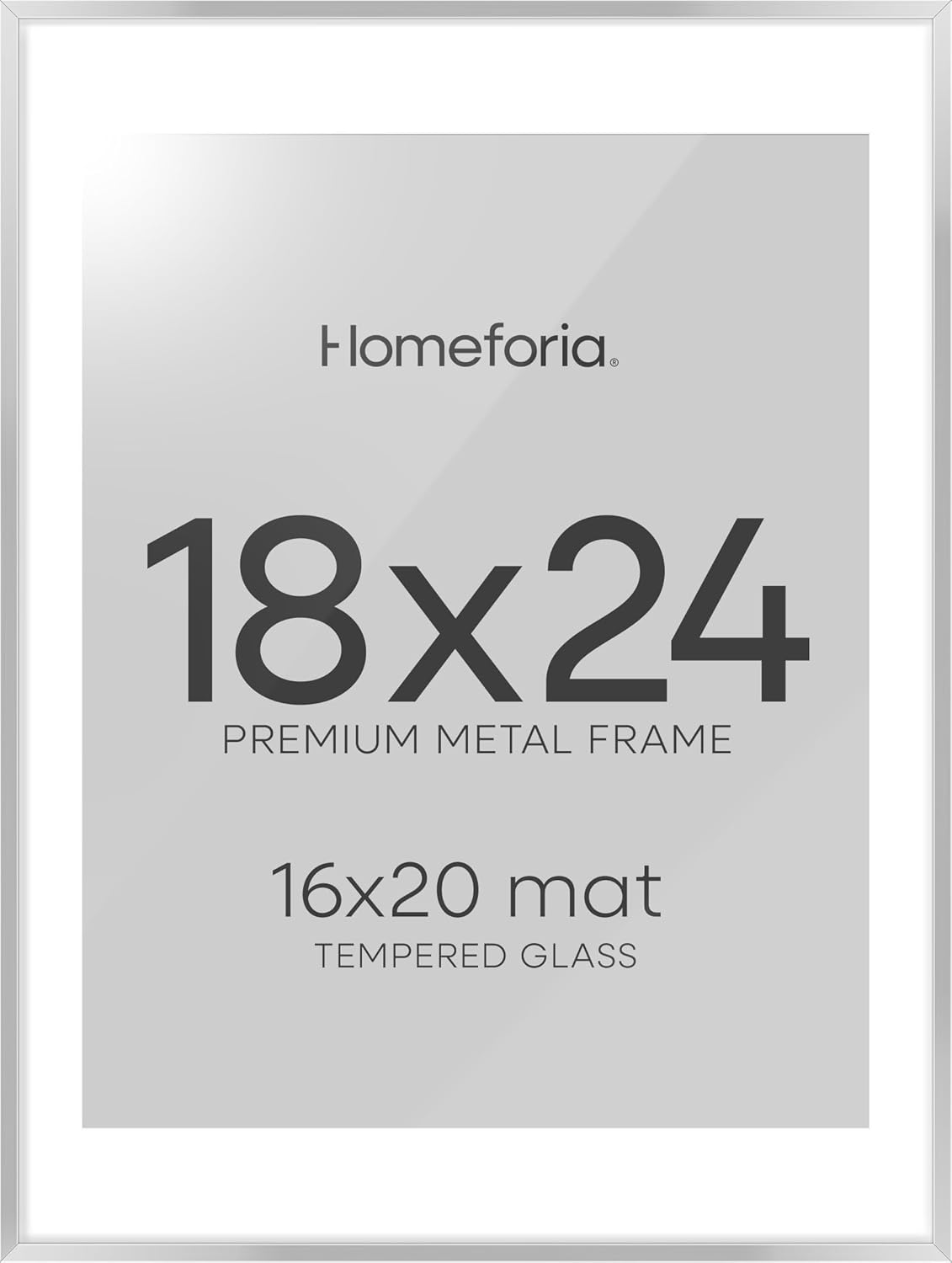 Homeforia 18x24 Silver Poster Frame with Mat for Photos
