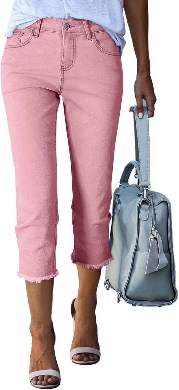 Sidefeel Women's High Waisted Capri Jeans for Summer Fashion