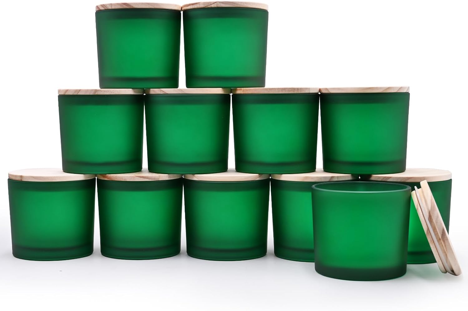 12 OZ Thick Candle Jars for Making Candles - Frosted Green 12 Pcs