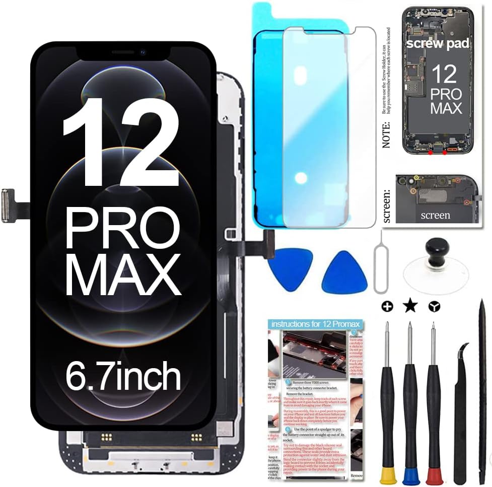 iPhone 12 Pro Max Screen Replacement with Repair Tools Included
