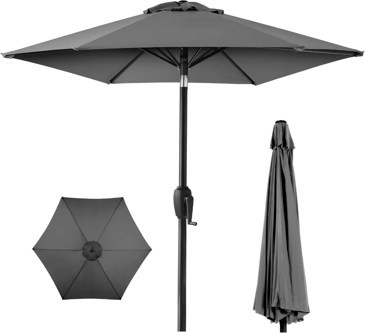 7.5ft Heavy-Duty Round Outdoor Market Table Umbrella - Gray