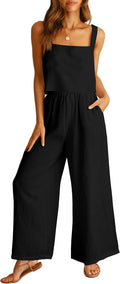 Women's Linen 2 Piece Outfit Jumpsuit and Pants Set - Casual Summer