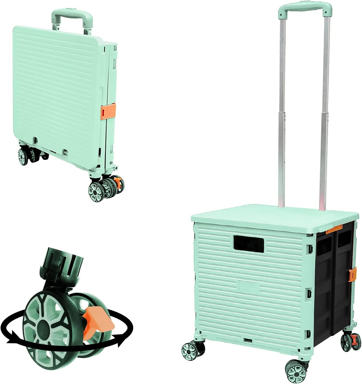 FELICON Foldable Utility Cart with 4 Rotate Wheels for Travel