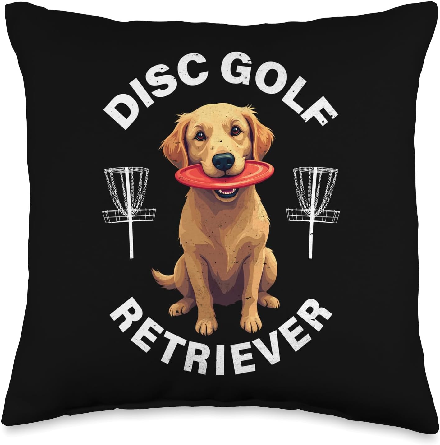 Golden Retriever Disc Golf Throw Pillow