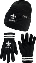 Ultra Game NFL unisex Super Soft Marled Winter Beanie - With Gloves