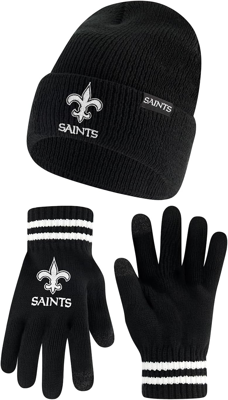 Ultra Game NFL Super Soft Marled Winter Beanie and Gloves Set