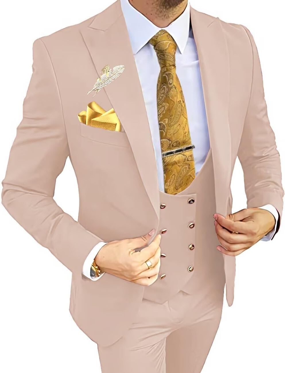 Wangyue 3 Piece Men's Slim Fit Suits for Weddings and Prom