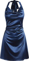 ZAFUL Halterneck Satin Mini Dress - Sexy Cowl Neck Silky Fit