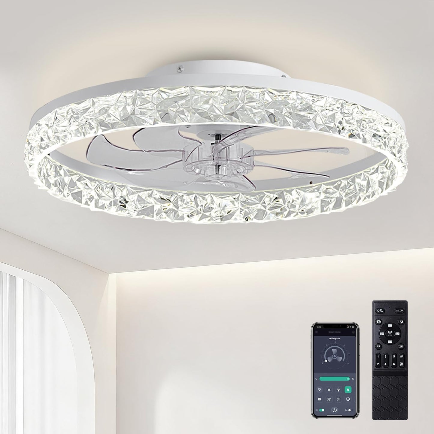 Ceiling Fans with Lights and Remote for Bedroom and Living Room
