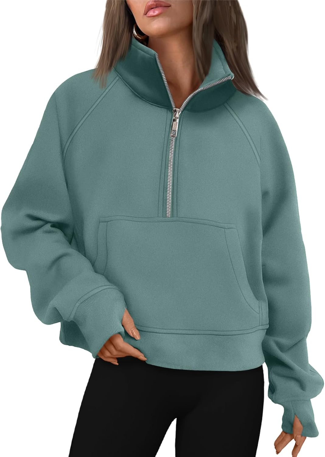 AUTOMET Womens Half Zip Cropped Pullover for Fall Fashion