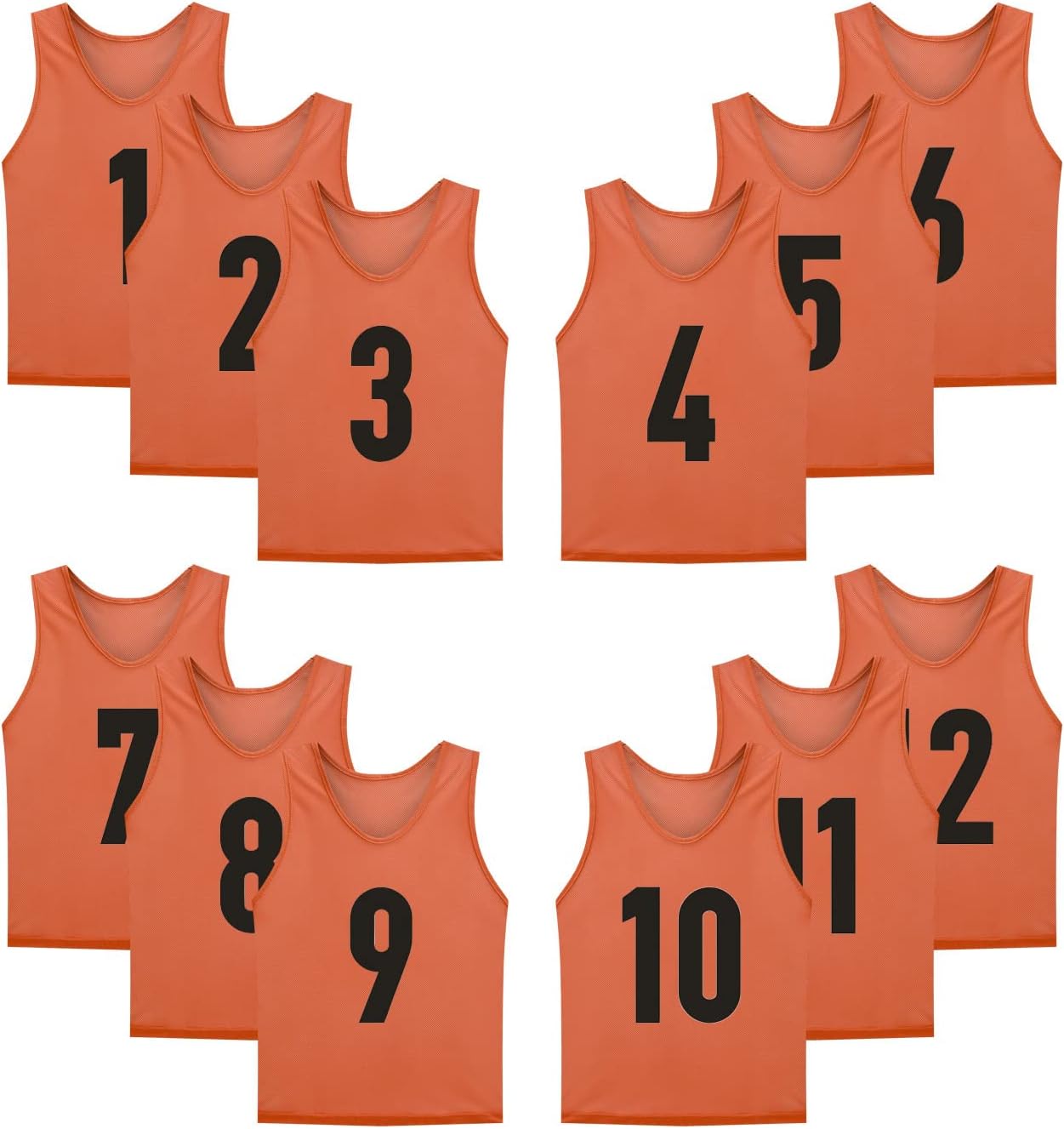 12 Pack Numbered Jerseys for Team Training and Sports Activities