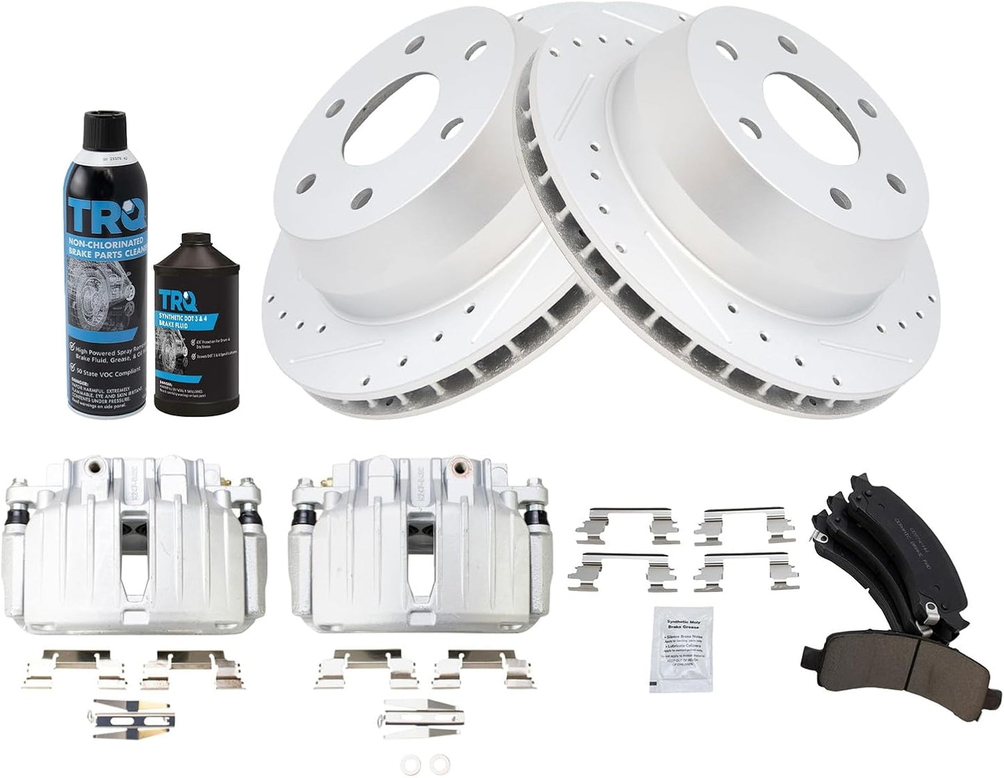 TRQ Rear Brake Pad & Rotor Kit for 2002 Cadillac & GMC Vehicles