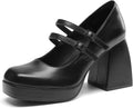 DREAM PAIRS Women's Platform Mary Jane Heels - Y2K Chunky Block Heel