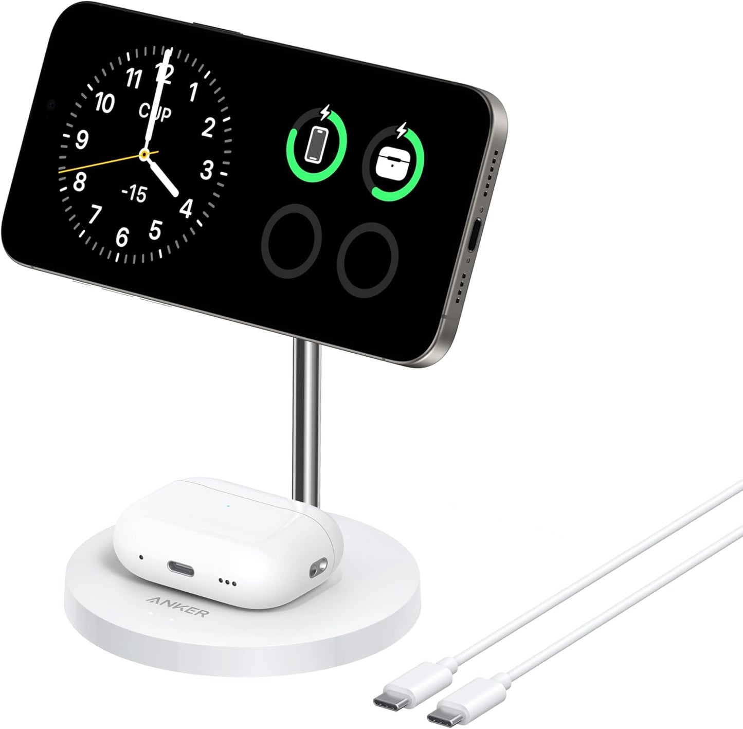 Anker MagSafe 2-in-1 Charger Stand - Qi2 Certified 15W Fast Charge