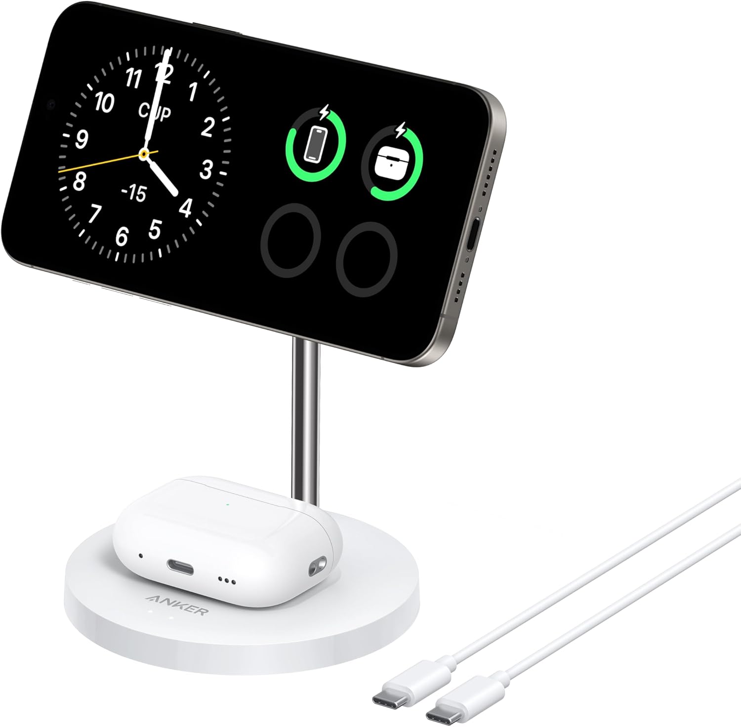 Anker MagSafe 2-in-1 Charger Stand - Qi2 Certified 15W Fast Charge