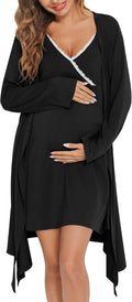 SWOMOG Womens Maternity Robe 2 Piece Nursing Nightgown - Easy
