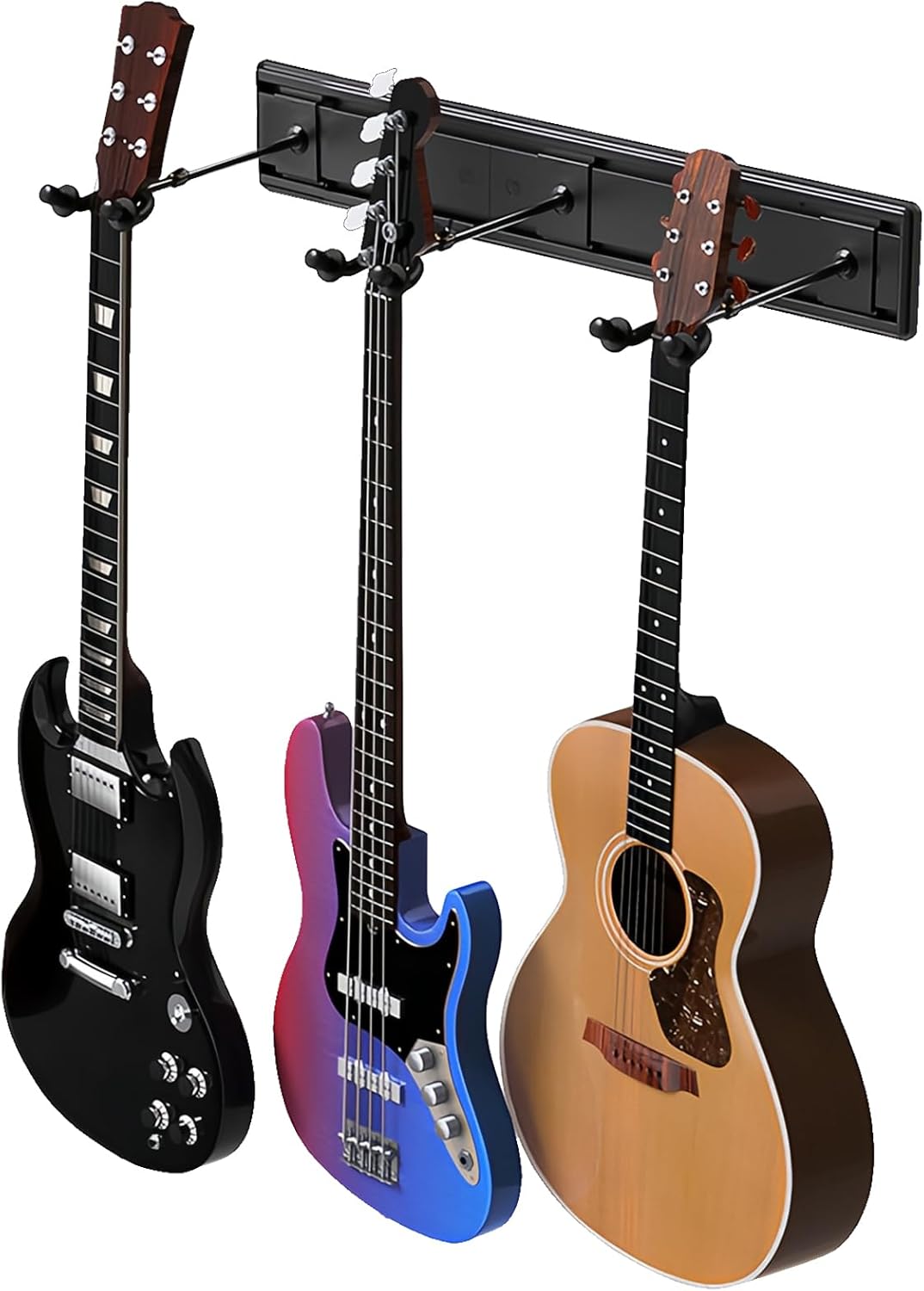 3 Guitar Wall Mount Rack - Space-Saving & Secure Storage | Aluminum Stand